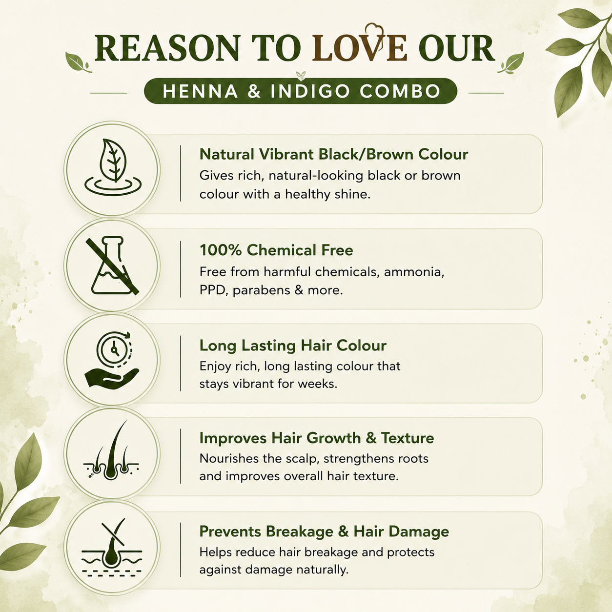 Organic Indigo Leaf Powder & Herbal Henna Powder – Natural Hair Colour Combo