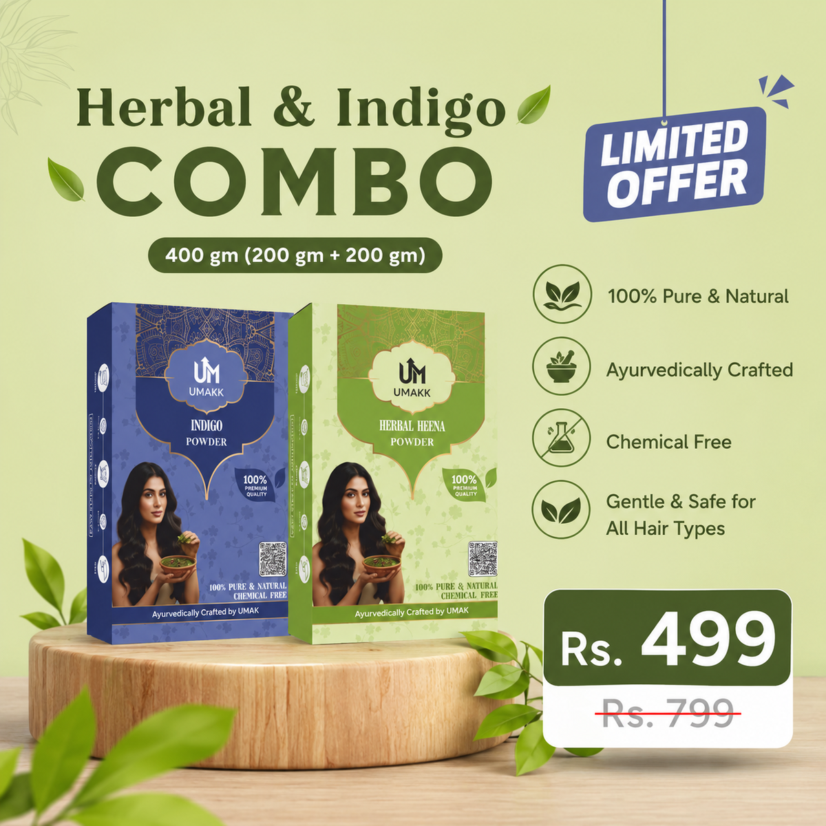 Herbal and Indigo Combo - 400 gm